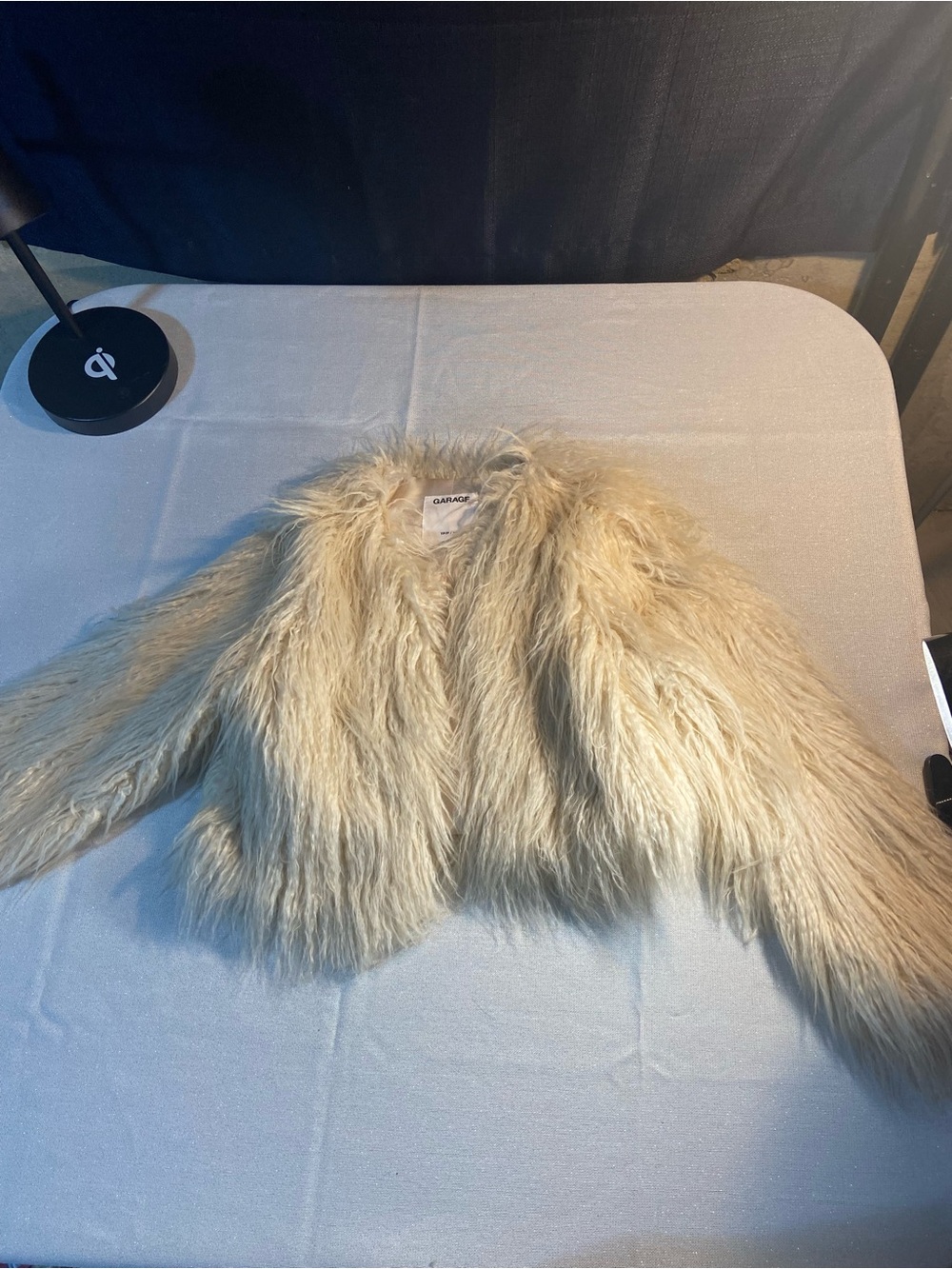 Garage Cream Faux Fur Short Pea Coat for Kids